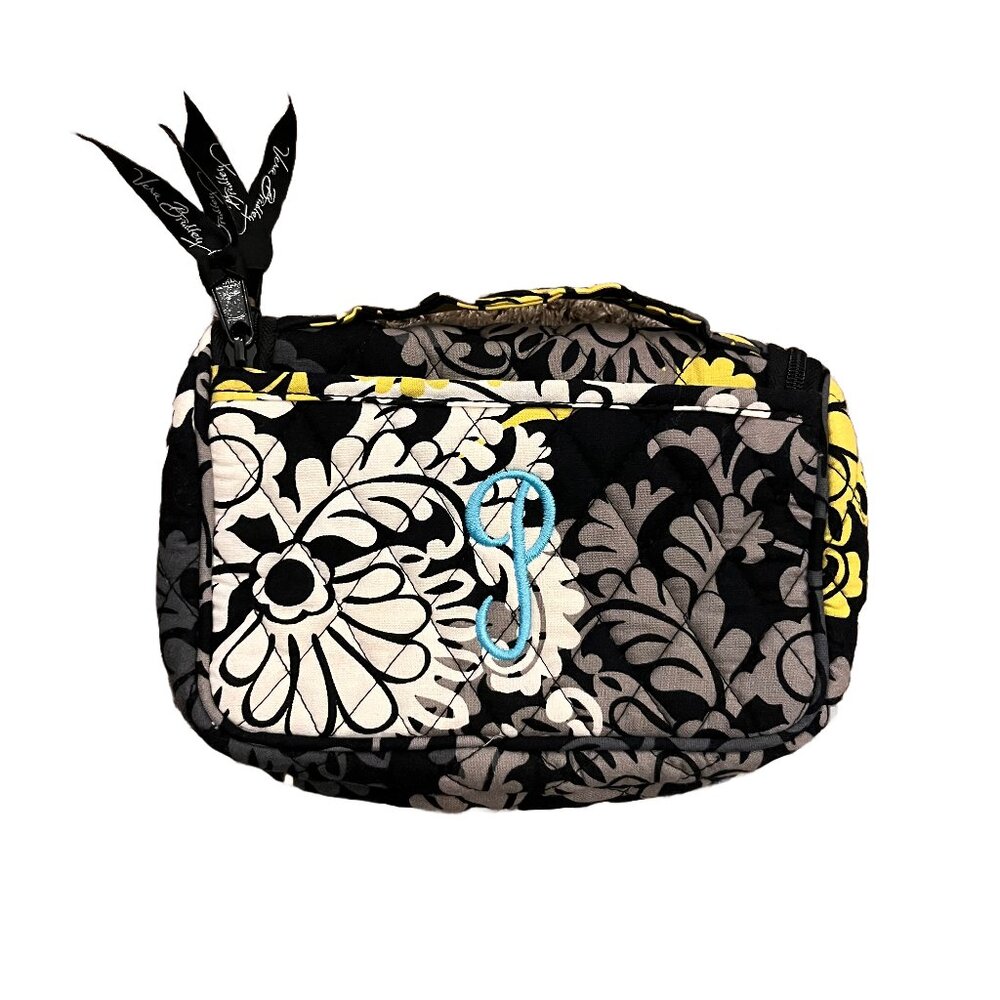 Vera Bradley Hanging Toiletry Organizer Travel Bag Baroque Black Yellow